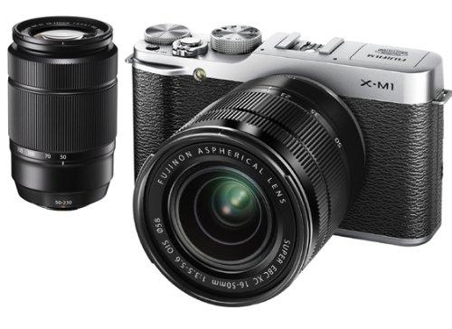 【中古】FUJIFILM 鏡鑑受け答え一眼 ダブルズームレンズキット しろがね色 X-M1S/1650/50230KIT