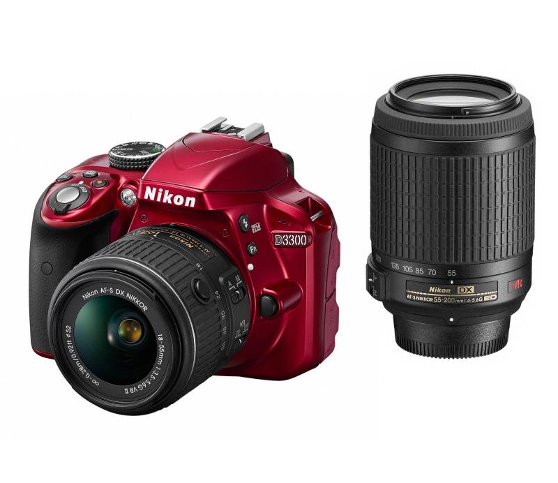 【中古】Nikon デジタル一眼二眼レフ写真機 D3300 ダブルズームキット 赤いこと D3300WZRD