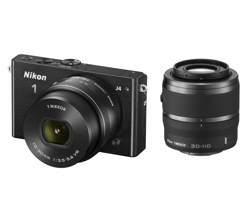 【中古】Nikon 鏡鑑受け答え一眼 Nikon1 J4 ダブルズームキット 黒いこと J4WZBK