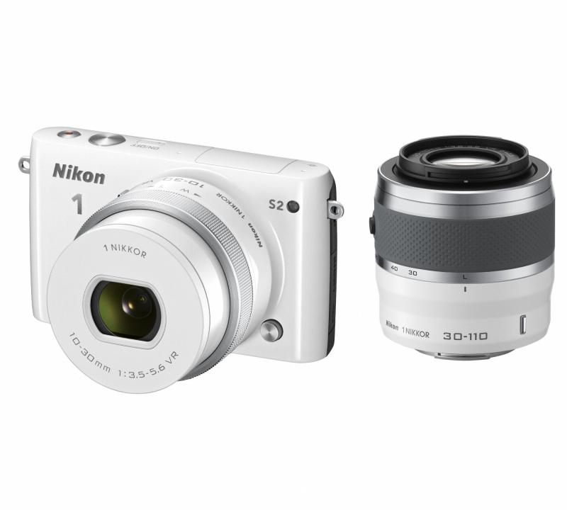 【中古】Nikon 銀鏡受け答え一眼 Nikon1 S2 ダブルズームキット 白いこと S2WZWH