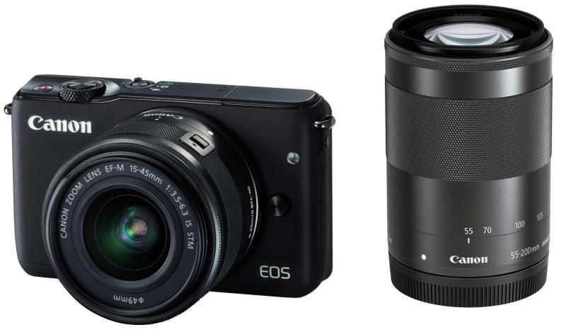 【中古】Canon 鏡鑑受け答え一眼写真機 EOS M10 ダブルズームキット(薄墨色) EF-M15-45粍 F3.5-6.3 IS STM EF-M55-200粍 F4.5-6.3 IS STM 嘱する EOSM10GY-WZK 写真機 水晶体一揃いの道具 一眼二眼レフ 鏡鑑受け答え 中古 一般受け 高画質
