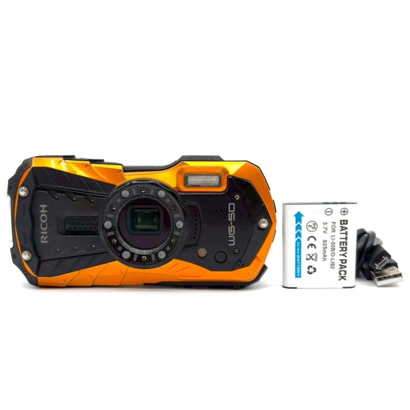 【中古】RICOH 雨合羽デジタル写真機 RICOH WG-50 オレンジ色 雨合羽14m耐ぼうぜん自失1.6m耐寒-10度 RICOH WG-50 OR 04581