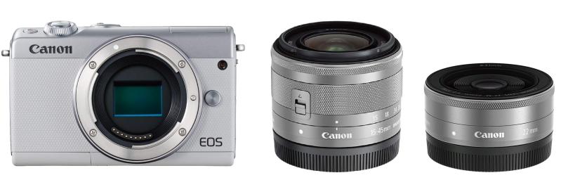 【中古】Canon 鏡鑑受け答え一眼写真機 EOS M100 ダブルレンズキット 白いこと EOSM100WH-WLK