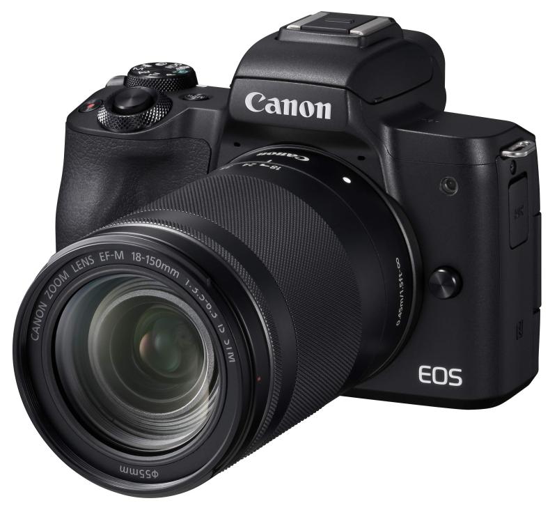 【中古】Canon 鏡鑑受け答え一眼写真機 EOS Kiss M 高倍率望遠レンズ一揃いの道具 黒いこと EOSKISSMBK-18150ISSTM