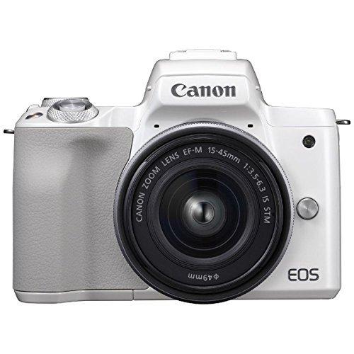 【中古】キヤノン EOS Kiss M 【EF-M15-45 IS STM 水晶体一揃いの道具】 (白いこと/鏡鑑受け答え一眼写真機) EOSKISSMWH1545ISLK