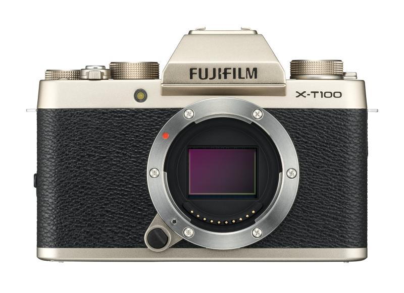 【中古】FUJIFILM 鏡鑑受け答え一眼 X-T100三鞭酒ゴールド X-T100-G