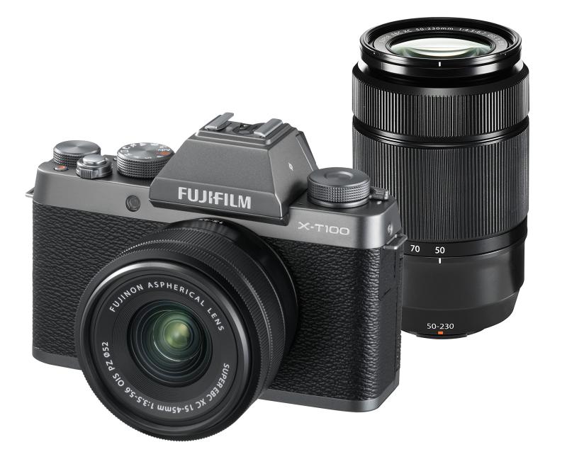 【中古】FUJIFILM 鏡鑑受け答え一眼 X-T100ダブルズームレンズキット うす暗いしろがね色 X-T100WZLK-DS