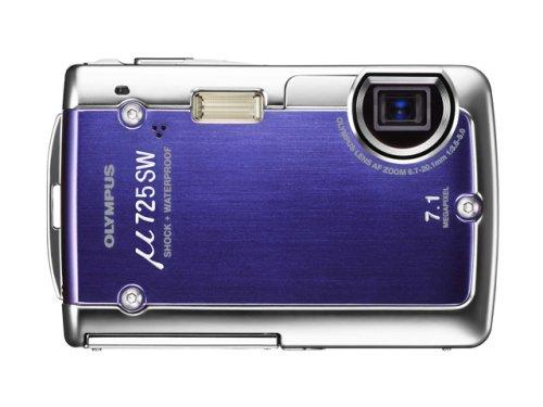 【中古】OLYMPUS 雨合羽デジタル写真機 μ725 (ミュー) ディープブルー μ725SW BLU