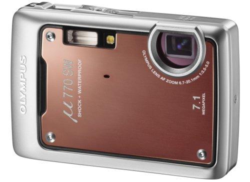 【中古】OLYMPUS 雨合羽デジタル写真機 μ770SW (ミュー) モカ赤銅色
