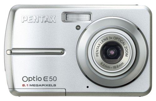 【中古】PENTAX デジタル写真機 OPTIO E50 しろがね色 810万絵素 光学3倍望遠レンズ 写真機 水晶体一揃いの道具 一眼二眼レフ 鏡鑑受け答え 中古 一般受け 高画質