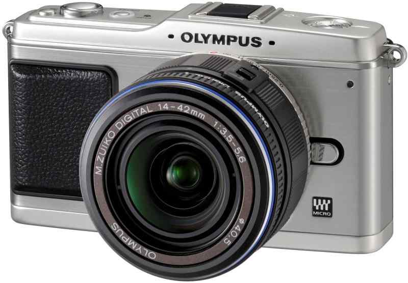 【中古】OLYMPUS 鏡鑑受け答え一眼 E-P1 水晶体一揃いの道具 しろがね色 E-P1 LKIT-SLV