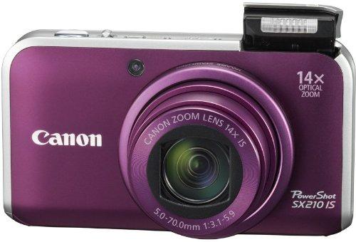 【中古】Canon デジタル写真機 PowerShot SX210 IS パープル PSSX210IS(PR) 写真機 デジタル写真機 一眼一眼レフ 銀鏡受け答え 中古 一般受け 高画質