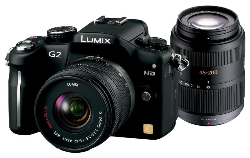 【中古】パナソニック デジタル一眼カメラ G2ダブルズームレンズキット14-42mm/F3.5-5.6・45-200mm/F4.0-5.6付属) コンフォートブラック DMC-G2W-K｜カメラFanks-PROShop 店