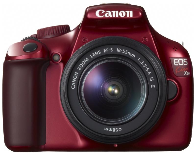 【中古】Canon デジタル一眼レフカメラ EOS Kiss X50 レンズキット EF-S18-55mm IsII付属 レッド KISSX50RE-1855IS2LK｜カメラFanks-PROShop 店