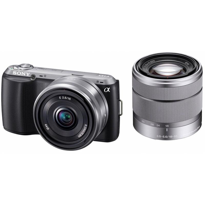 【中古】SONY 鏡鑑受け答え一眼 α NEX-C3 ダブルレンズキット E 16粍 F2.8+E 18-55粍 F3.5-5.6 OSS嘱する 黒いこと NEX-C3D/B