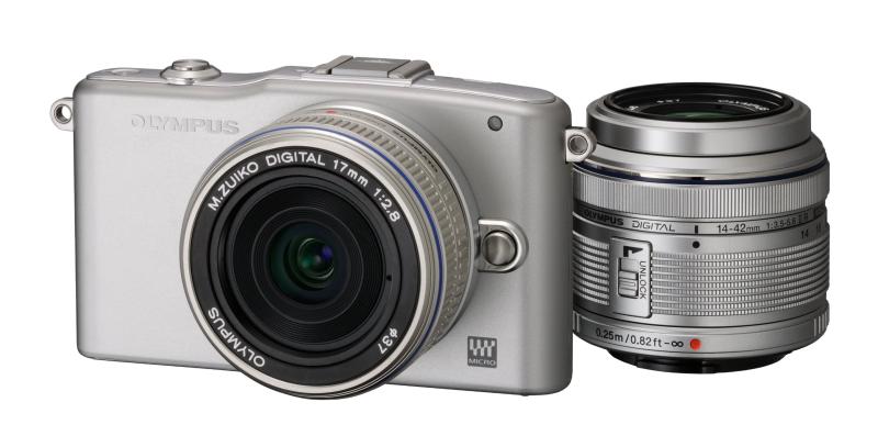 【中古】OLYMPUS 鏡鑑受け答え一眼 PEN mini E-PM1 ツインレンズキット しろがね色 E-PM1 TKIT SLV 写真機 水晶体一揃いの道具 一眼二眼レフ 鏡鑑受け答え 中古 一般受け 高画質