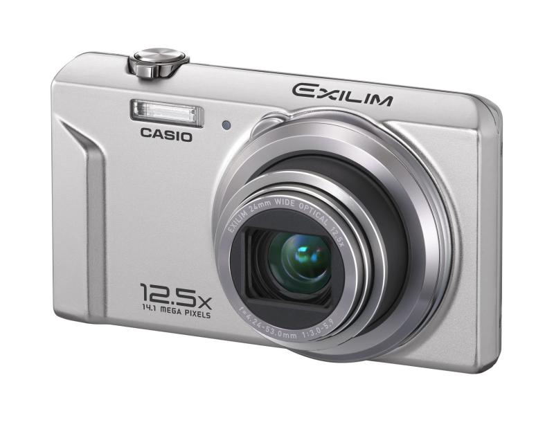 【中古】CASIO デジタル写真機 EXILIM 1410万絵素 12.5倍 しろがね色 EX-ZS100SR