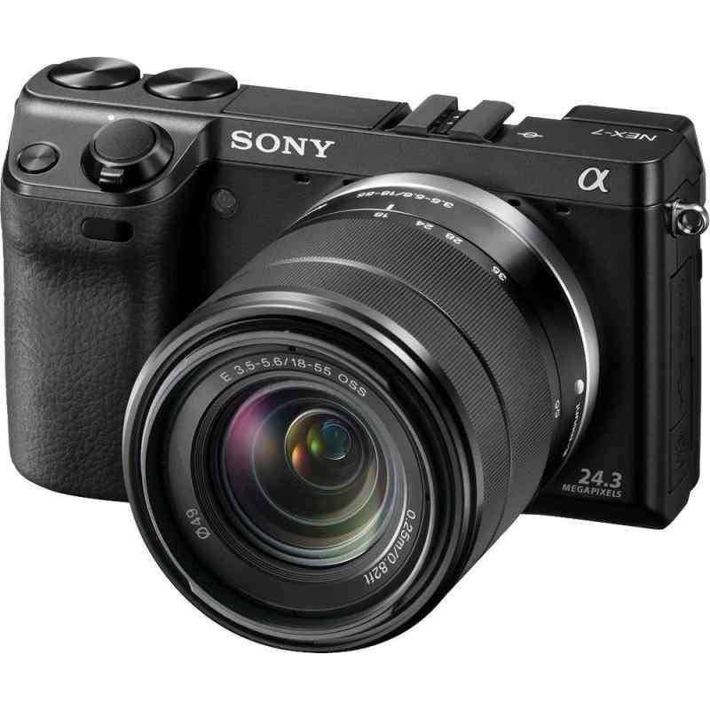 【中古】SONY 銀鏡受け答え一眼写真機 α NEX-7 望遠レンズ一揃いの道具 黒いこと NEX-7K