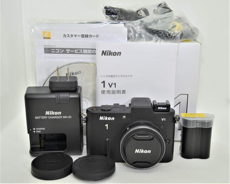 【中古】 Nikon ミラーレス一眼カメラ Nikon 1 (ニコンワン) V1 (ブイワン) 薄型レンズキット ブラックN1 V1ULK BK 当店保証30日間 人気 ミラーレス 一眼レフ 交換レンズ カメラ