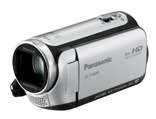 【中古】パナソニック デジタルハイビジョンビデオカメラ 内蔵記憶装置8GB しろがね色 HC-V100M-S その他-家電