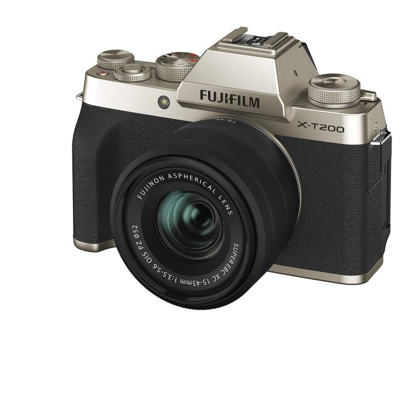 【中古】富士フイルム(FUJIFILM) 鏡鑑受け答え一眼写真機 X-T200水晶体一揃いの道具 三鞭酒ゴールド X-T200LK-G