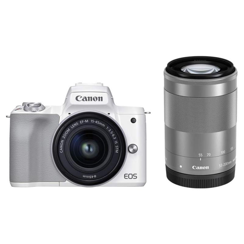 【中古】Canon 鏡鑑受け答え一眼写真機 EOS Kiss M2 ダブルズームキット 白いこと KISSM2WH-WZK