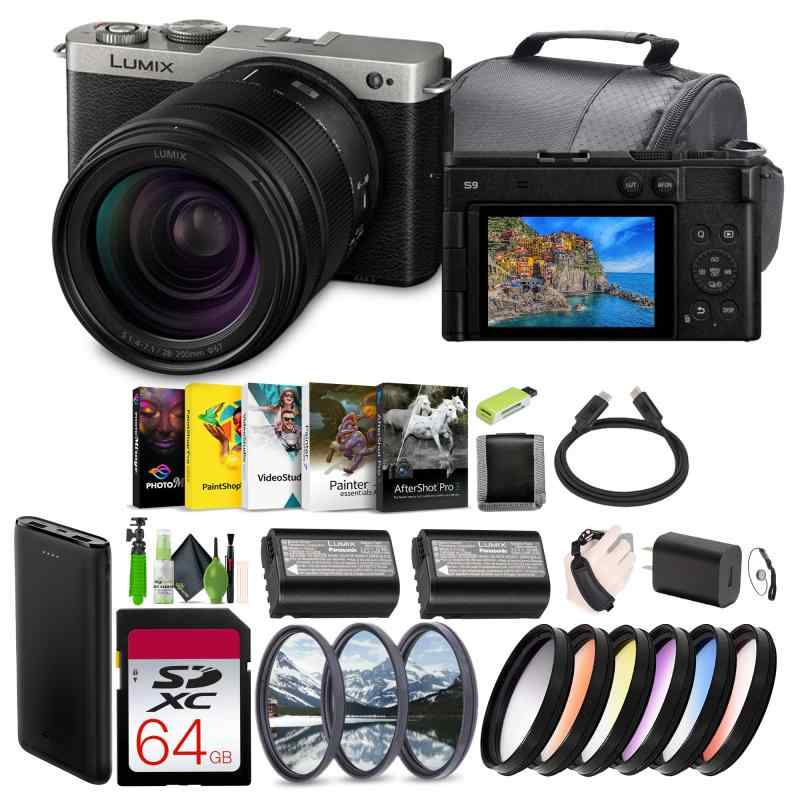 【中古】Panasonic LUMIX S9 ミラーレスフルフレームコンパクトカメラ 28-200mm Lマウントレンズ付き コンテンツクリエイター用 - シルバーバンドル 64GBメモリーカード + フィルターキットなどのアクセサリ カメラ レンズキット 一眼レフ ミラーレス 中古 人気 高画質｜カメラFanks-PROShop 店