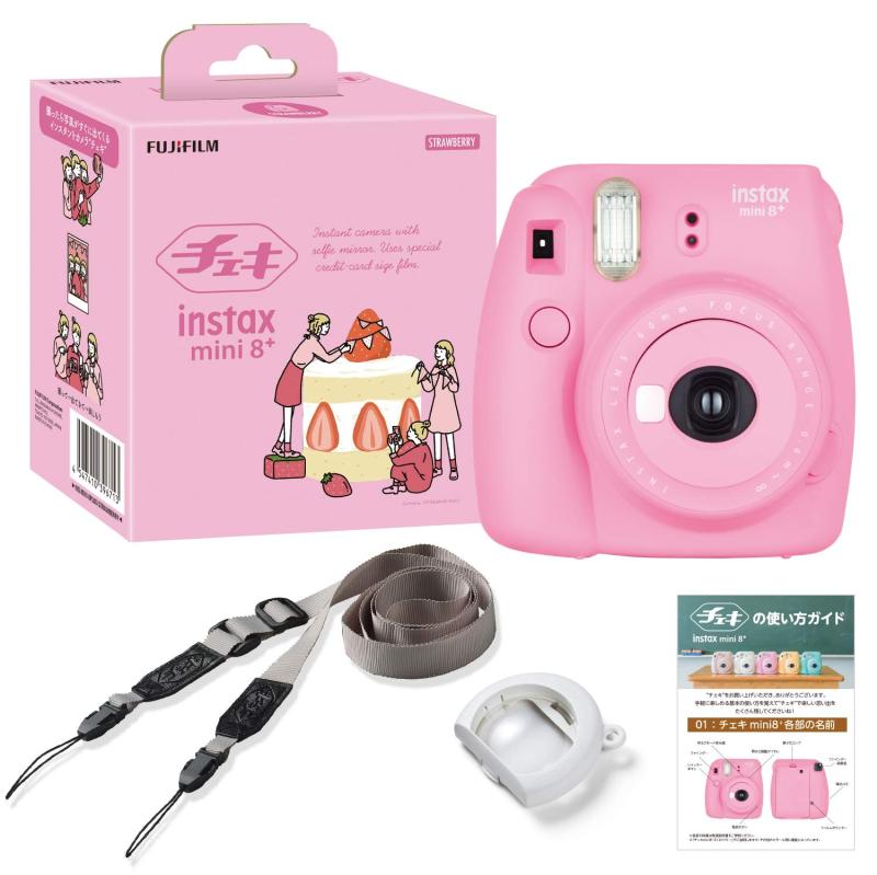 【中古】富士フイルム(FUJIFILM) インスタント写真機 チェキ instax mini8足し加える 接写水晶体・完全無欠ストラップ付き添い人 オランダ苺 116mm×118mm×68粍 INS MINI 8PLUS STRAWBERRY