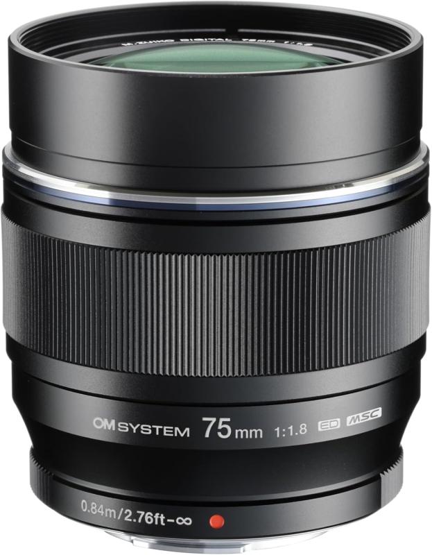 【中古】OM SYSTEM M.ZUIKO Digital ED 75mm F1.8 レンズ 高速固定焦点距離 全MFTカメラ対応 (Olympus OM-D & PENモデル パナソニック Gシリーズ) ブラック