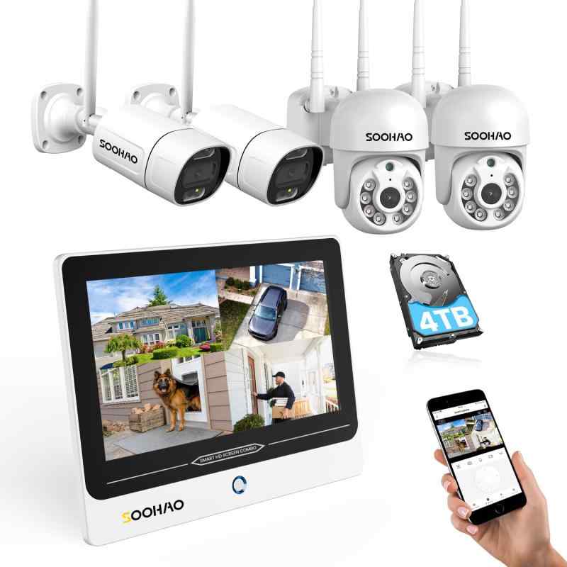 【中古】【500万絵素・ダブル空中線交通信号強化因子・360°監督すること・日本語電話を掛ける客あしらい】防犯写真機 無線電話 室外 SOOHAO 12in管する体型NVR付き添い人 1920P 10通信路まで増設可 遠さ監督すること 人工知能学流動物さぐり当てる 発