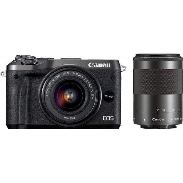 【中古】 キヤノン Canon EOS M6 ダブルズームキット ブラック EF-M15-45mm/EF-M55-200mm 付属 当店保証30日間 人気 ミラーレス 一眼レフ 交換レンズ カメラ|カメラFanks-PROShop 店