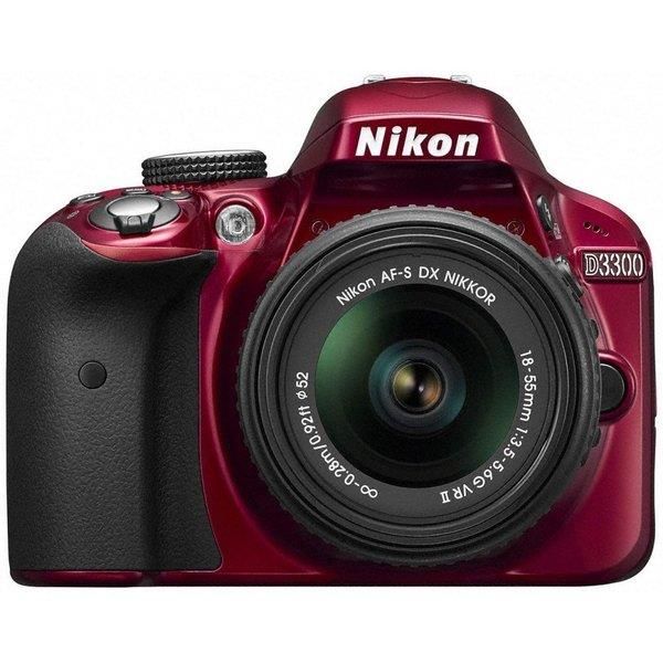 【中古】 ニコン Nikon D3300 18-55 VR II水晶体一揃いの道具 赤いこと D3300LKRD  当店引き受ける30昼日なか 一般受け 鏡鑑受け答え 一眼二眼レフ 取り替えっこ水晶体 写真機