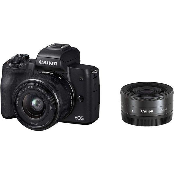 【中古】 キヤノン Canon EOS Kiss M ブラック ダブルレンズキット EOSKISSMBK-WLK 当店保証30日間 人気 ミラーレス 一眼レフ 交換レンズ カメラ