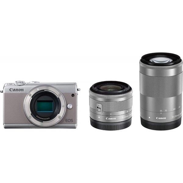 【中古】 キヤノン Canon EOS M100 ダブルズームキット 薄墨色  当店引き受ける30昼日なか 一般受け 銀鏡受け答え 一眼二眼レフ 取り替えっこ水晶体 写真機