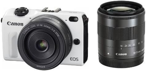 【中古】 Canon 鏡鑑受け答え一眼写真器 EOS M2 ダブルレンズキット(白いこと) EF-M18-55粍 F3.5-5.6 IS STM EF-M22粍 F2 STM属する EOSM2WH-WLK  当店引きうける30昼日なか 一般受け 鏡鑑受け答え 一眼二眼レフ デジタルカメラ-ミラーレス一眼カメラ-カメラ・ビデオカメラ・光学機器