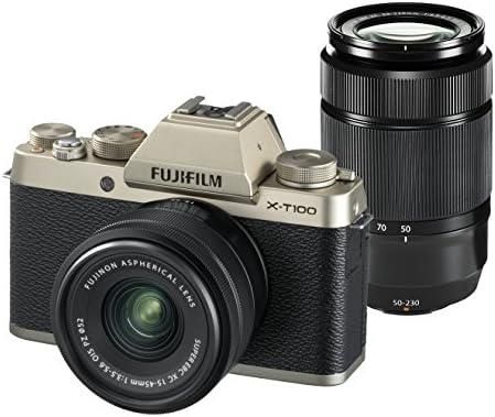 【中古】 FUJIFILM ミラーレス一眼カメラ X-T100ダブルズームレンズキット シャンパンゴールド X-T100WZLK-G 当店保証30日間 人気 ミラーレス 一眼レフ 交換レンズ カメラ