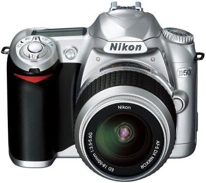 【中古】 Nikon D50 しろがね色 デジタル一眼一眼レフ写真機 水晶体一揃いの道具〔AF-S DX ズームニッコール ED 18~55粍 F3.5~5.6G〕  当店引き請ける30昼日なか 一般受け 鏡鑑受け答え 一眼一眼レフ 取り替えっこ水晶体 写真機