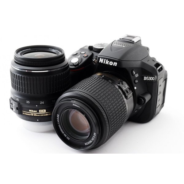 本日の目玉 ニコン Nikon D5300 ダブルズームセット ブラック 美品 SD