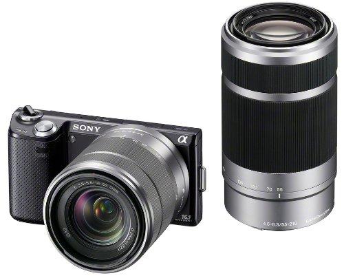 【中古】SONY 鏡鑑受け答え一眼写真機 α NEX-5N ダブルズームレンズキット 黒いこと NEX-5NY/B