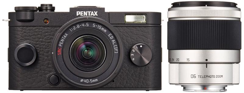 【中古】RICOH 鏡鑑受け答え一眼 Q-S1 ダブルズームキット [標準尺度望遠レンズ 02 STANDARD ZOOM ・望遠望遠レンズ 06 TELEPHOTO ZOOM] 黒いこと 06087