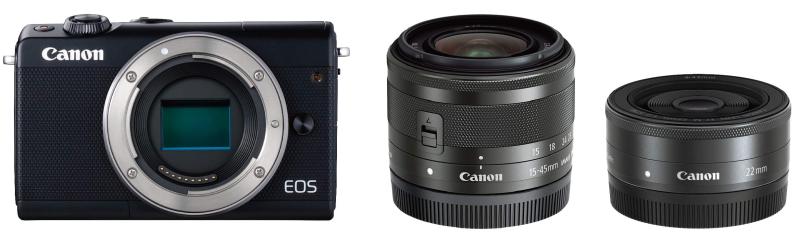 【中古】Canon 鏡鑑受け答え一眼写真機 EOS M100 ダブルレンズキット 黒いこと EOSM100BK-WLK
