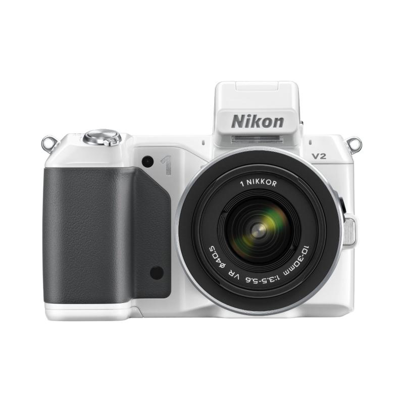 【中古】Nikon 鏡鑑受け答え一眼 Nikon 1 V2 標準尺度望遠レンズ一揃いの道具 1 NIKKOR VR 10-30粍 f/3.5-5.6嘱する 白いこと N1V2HLKWH