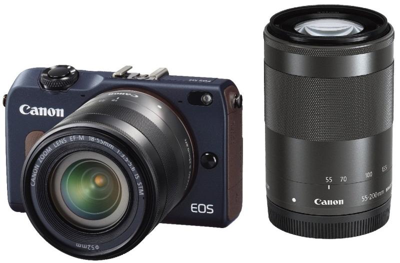 【中古】Canon ミラーレス一眼カメラ EOS M2 ダブルズームキット (ベイブルー) EF-M18-55mm F3.5-5.6 IS STM EF-M55-200mm F4.5-6.3 IS STM付属 EOSM2BL-WZOOMKIT|カメラFanks-PROShop2nd店