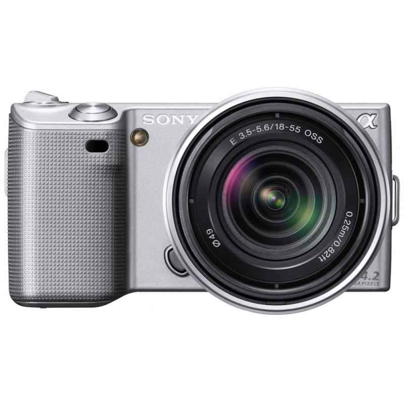 【中古】SONY デジタル一眼α NEX-5 望遠レンズ一揃いの道具 しろがね色 NEX-5K/S