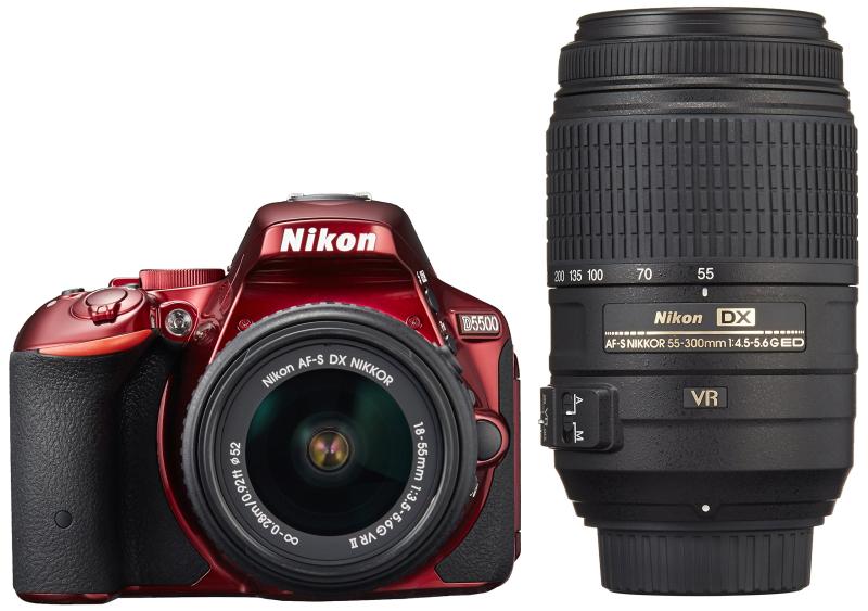 【中古】Nikon デジタル一眼二眼レフ写真機 D5500 ダブルズームキット 赤いこと 赤いこと 2416万絵素 3.2型液晶 タッチパネル D5500WZRD 写真機 中古 一般受け おすすめ 高画質