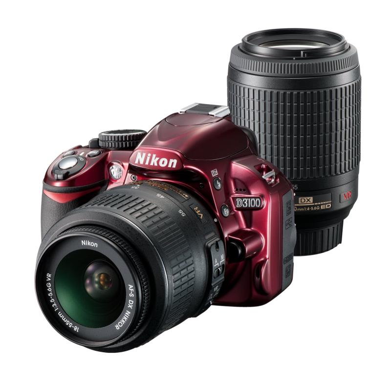 【中古】Nikon デジタル一眼二眼レフ写真機 D3100 赤いこと 200粍ダブルズームキット D3100RDWZ200