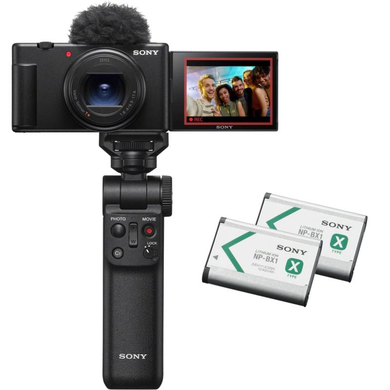 【中古】SONY(ソニー) コンパクトデジタルカメラ VLOGCAM Vlog用写真機 ZV-1II シューティンググリップキット(同梱手持ち部分:GP-VPT2BT黒いこと、蓄電池風呂敷き包み+1個) 気流映写幕嘱する 18-50粍 F1.8-4.