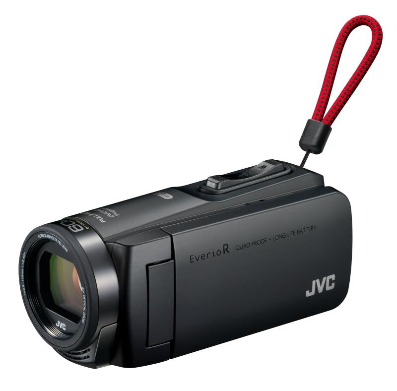 【中古】JVCKENWOOD JVC テレビカメラ Everio R 雨合羽 防塵 Wi-Fi 64GB 引っ敷き黒いこと GZ-RX670-B