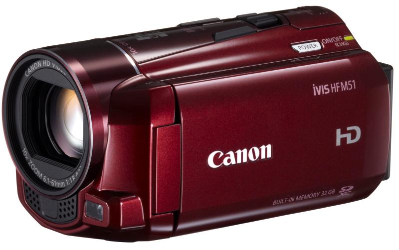 【中古】Canon デジタルテレビカメラ iVIS HF M51 赤いこと 光学10倍望遠レンズ フルフラットタッチパネル IVISHFM51RD