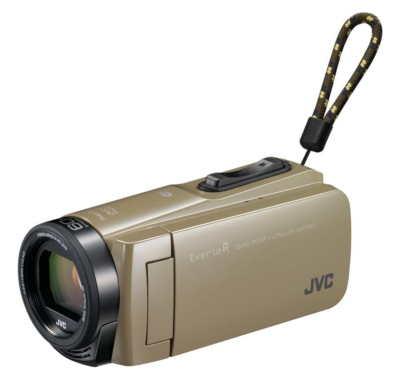 【中古】JVCKENWOOD JVC テレビカメラ Everio R 雨合羽 防塵 Wi-Fi 64GB アクアブルー GZ-RX670-A